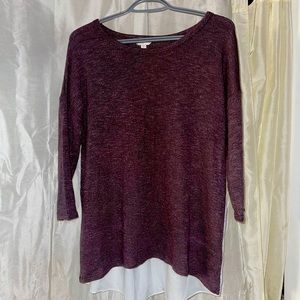 Light loose sweater, front purple and back white, size M.
